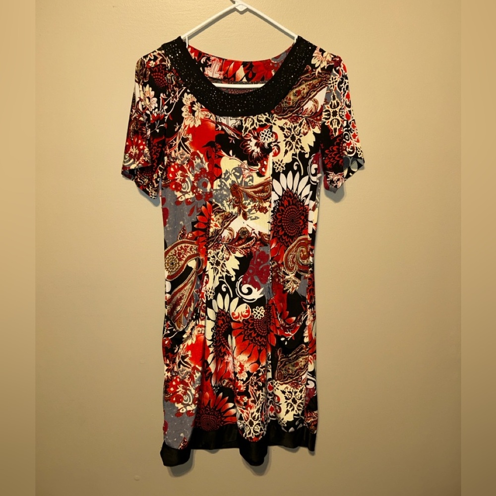 Elegant Floral Patchwork Midi Dress